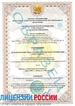Образец разрешение Чамзинка Сертификат ISO 9001
